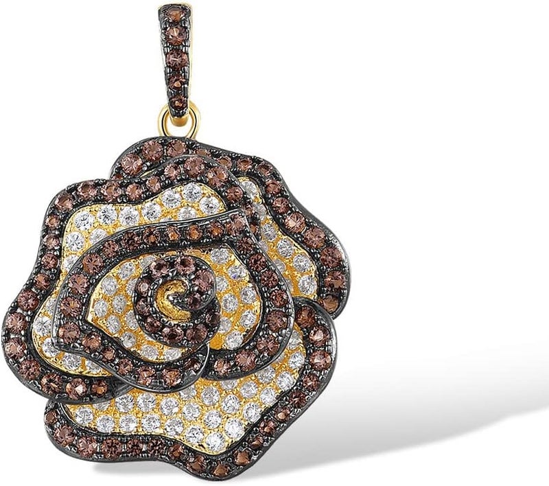 Santuzza Sterling Silver Gemstone Flower Pendant for Women - Image 1